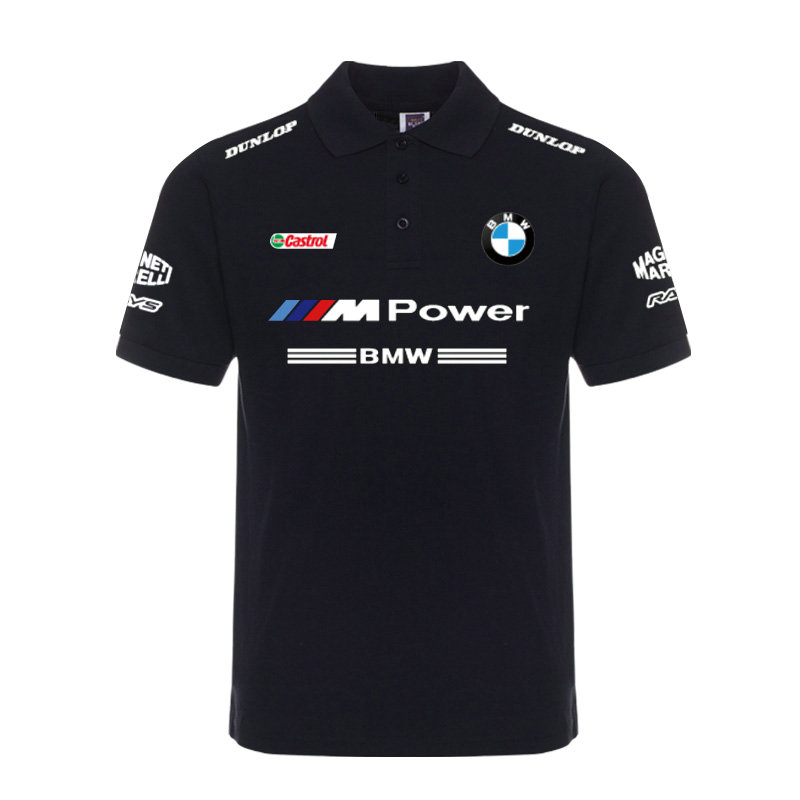 Polo Coton Lin BMW M Power Homme Col Revers Couleur Unie